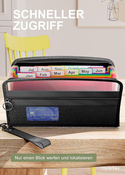 ThinkTex Quittung Coupon Organizer 12 Taschen kleine Datei Veranstalter 28x15 cm