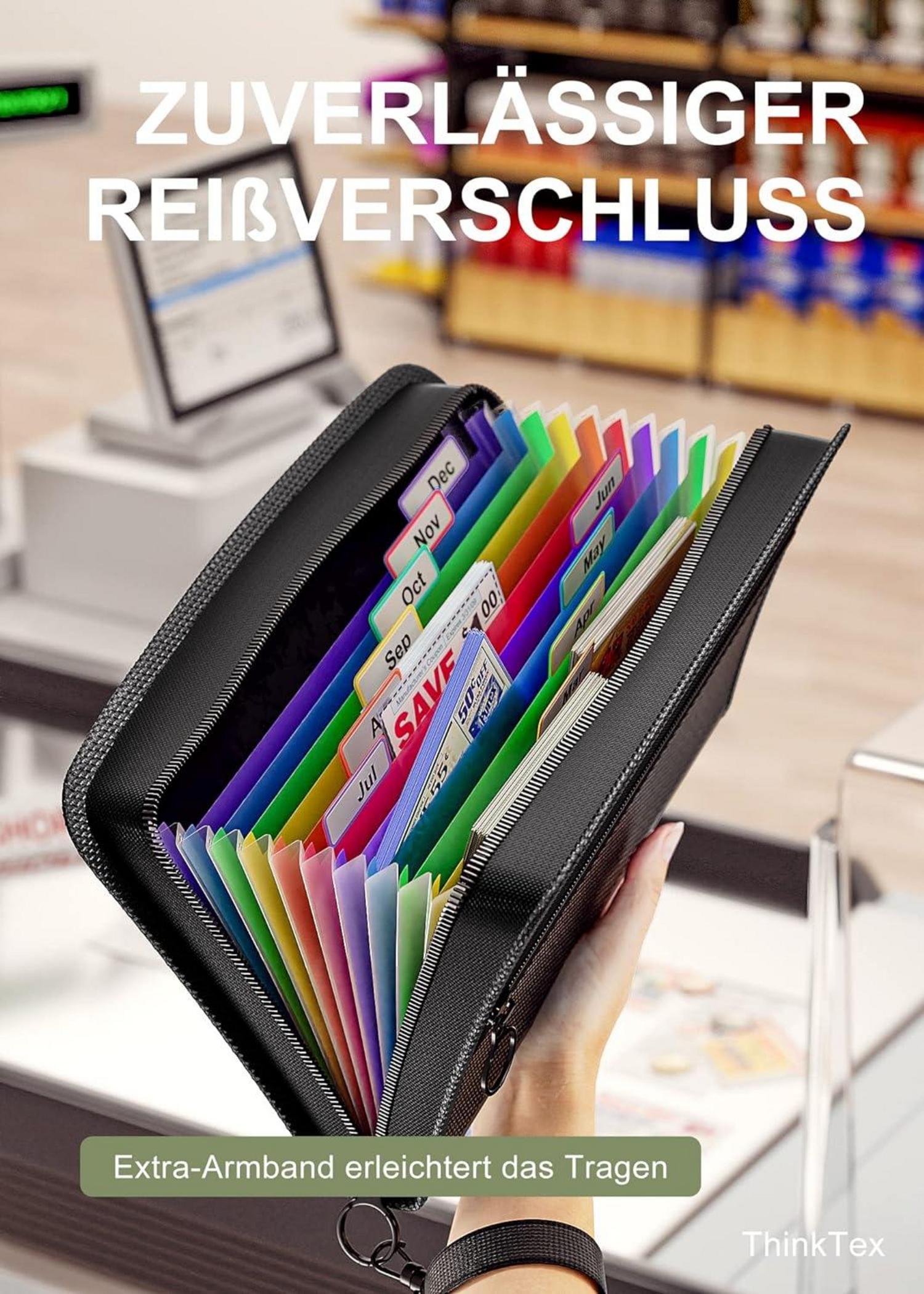 Quittung Coupon Organizer 12 Taschen kleine Akkordeon-Datei