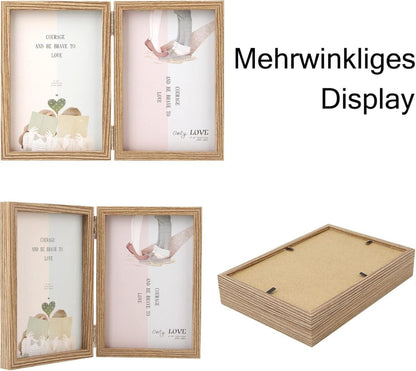 Doppelter Bilderrahmen 10x15 Klappbar Holz Glas Staubschutz