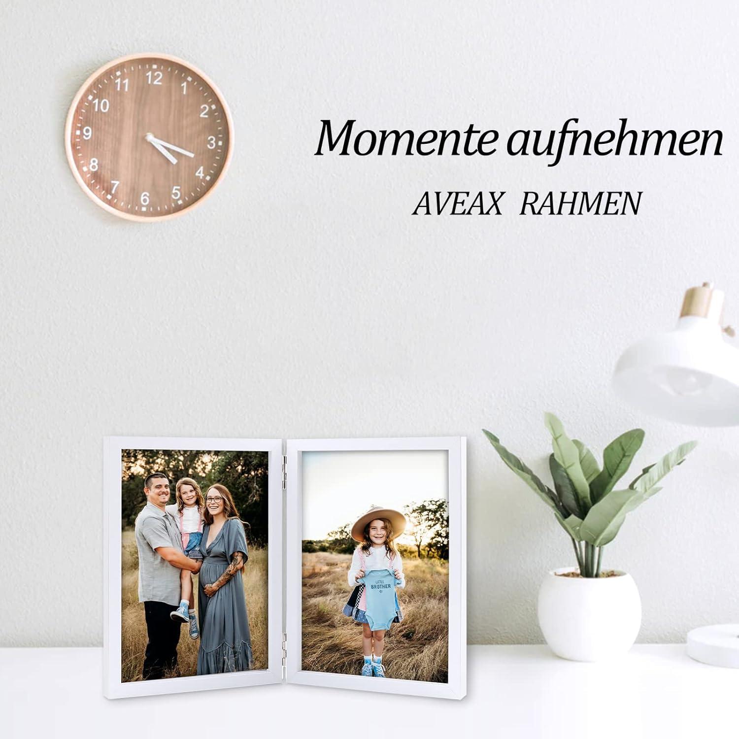 Doppelter 10x15 Bilderrahmen Holz Weiß Desktop Ständer Fotorahmen