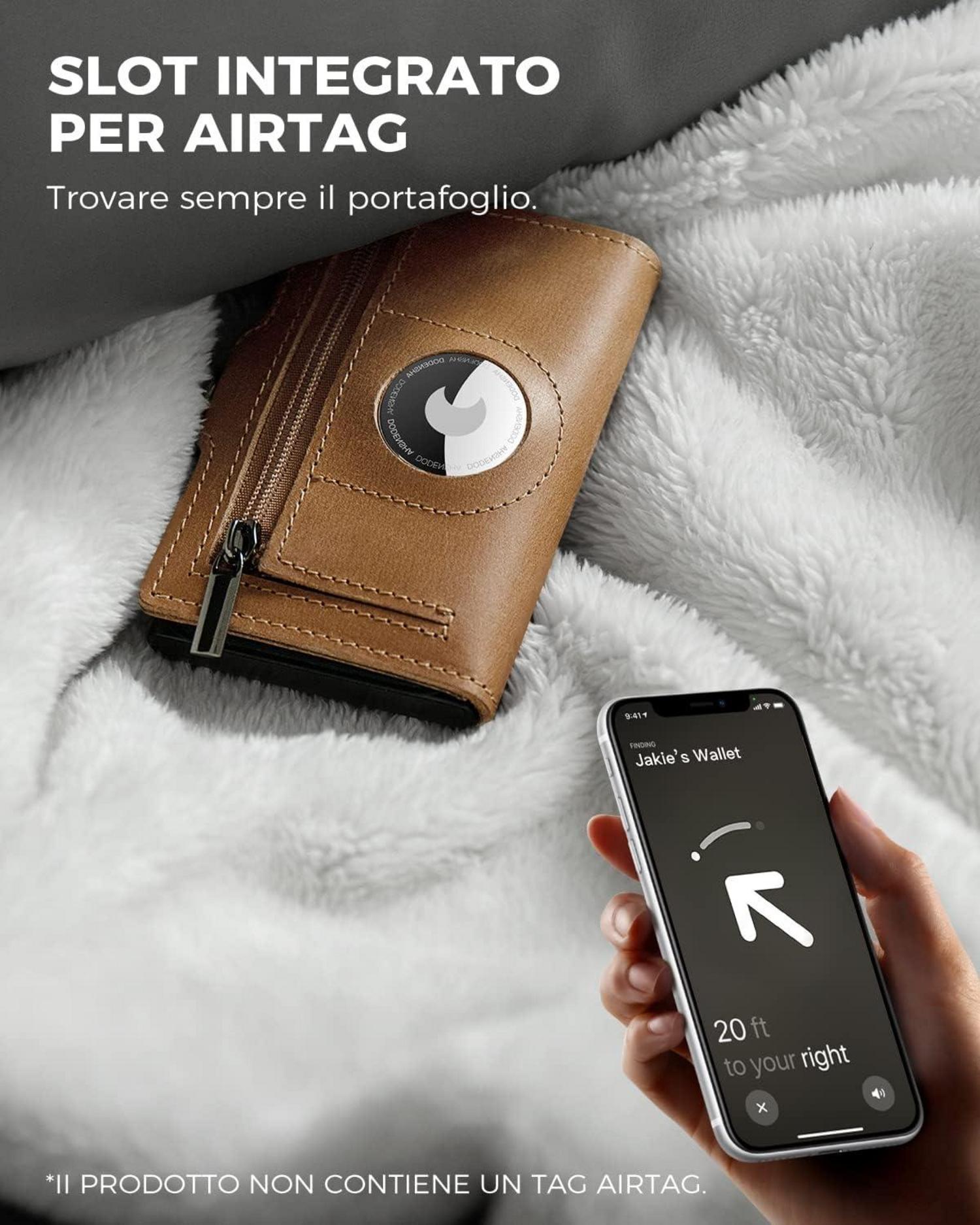 DODENSHA Airtag Kartenetui RFID Schutz Herren Geldbörse Braun 11+ Karten Magnetverschluss