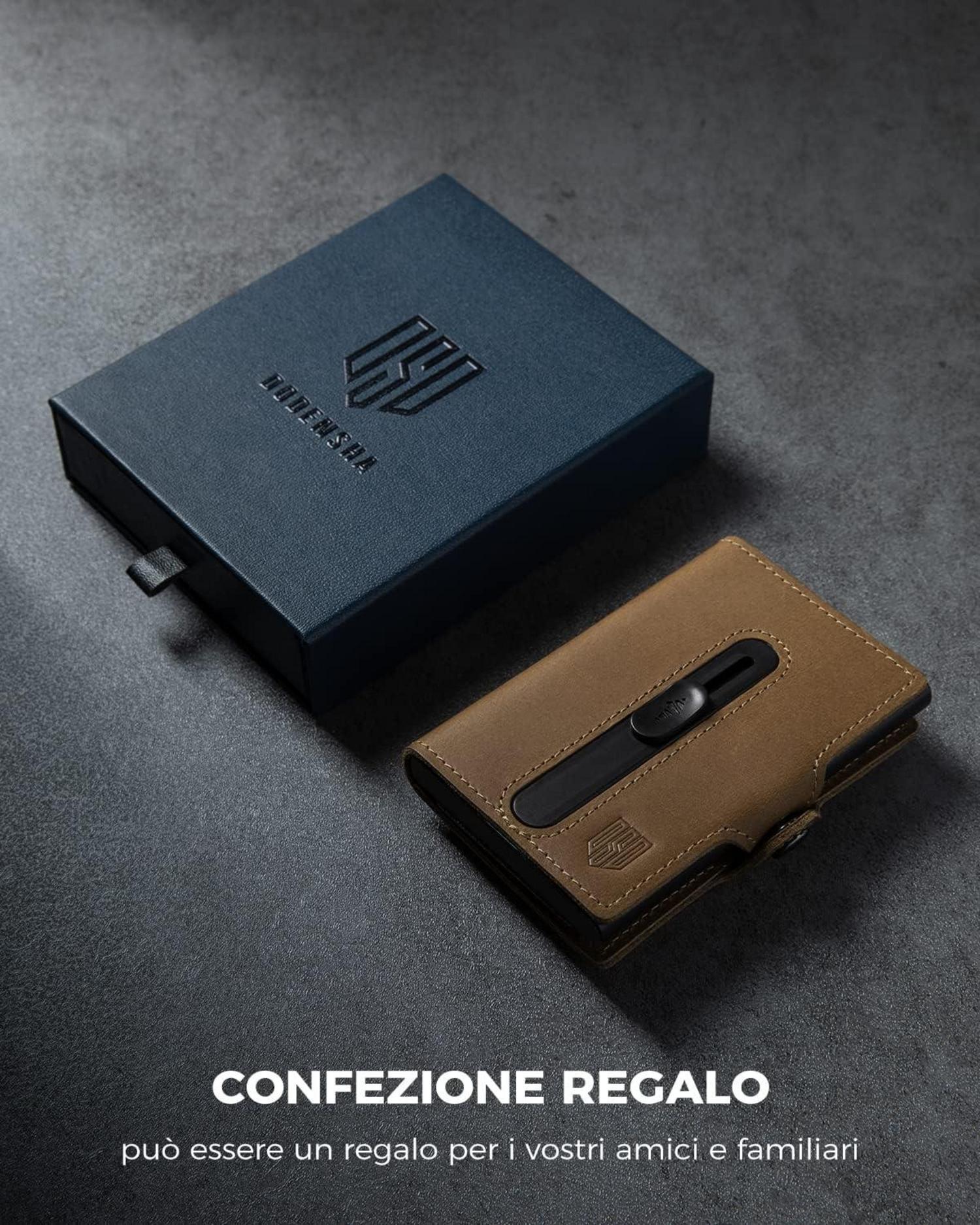 Airtag Kartenetui RFID Schutz Slim Wallet Herren Braun