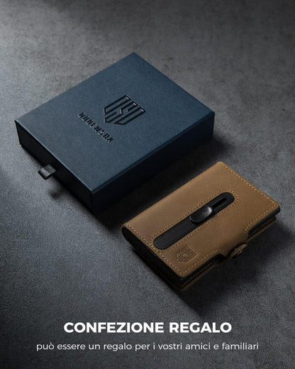 Airtag Kartenetui RFID Schutz Slim Wallet Herren Braun