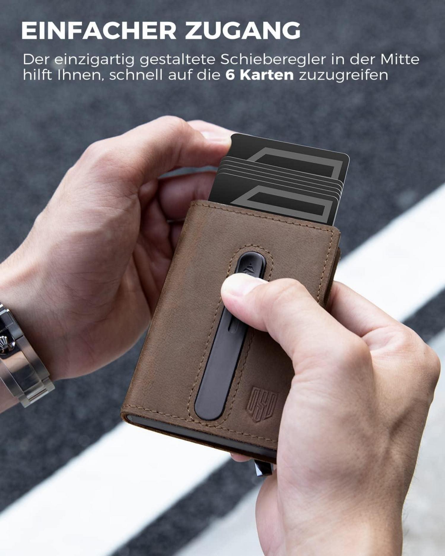 DODENSHA Airtag RFID Kartenetui Slim Wallet Herren Braun