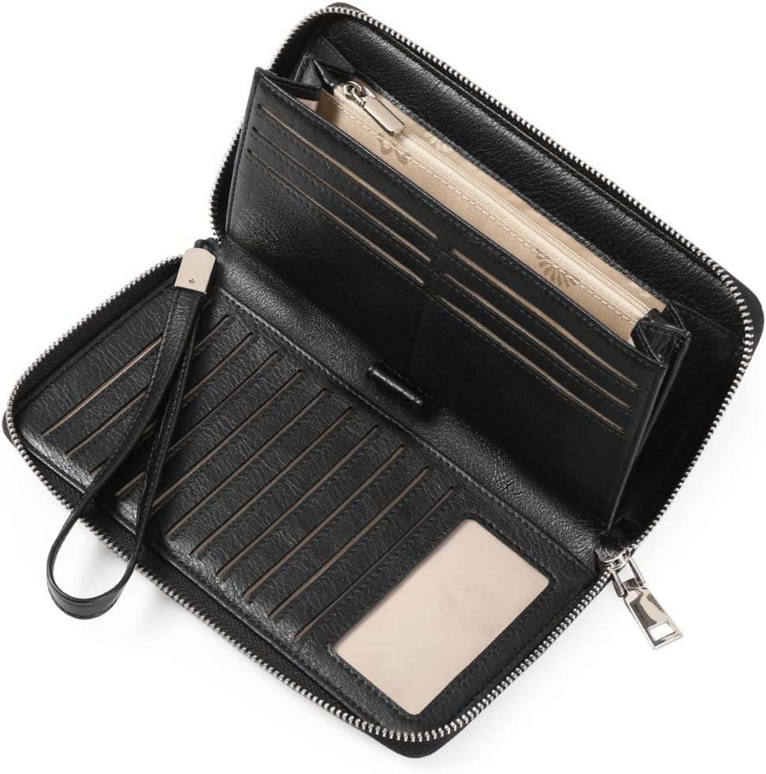 Damen Geldbörse Leder RFID Blockierung Große Kapazität Vintage_style