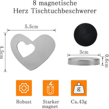 8er Set Herz Tischdeckengewichte magnetisch Edelstahl