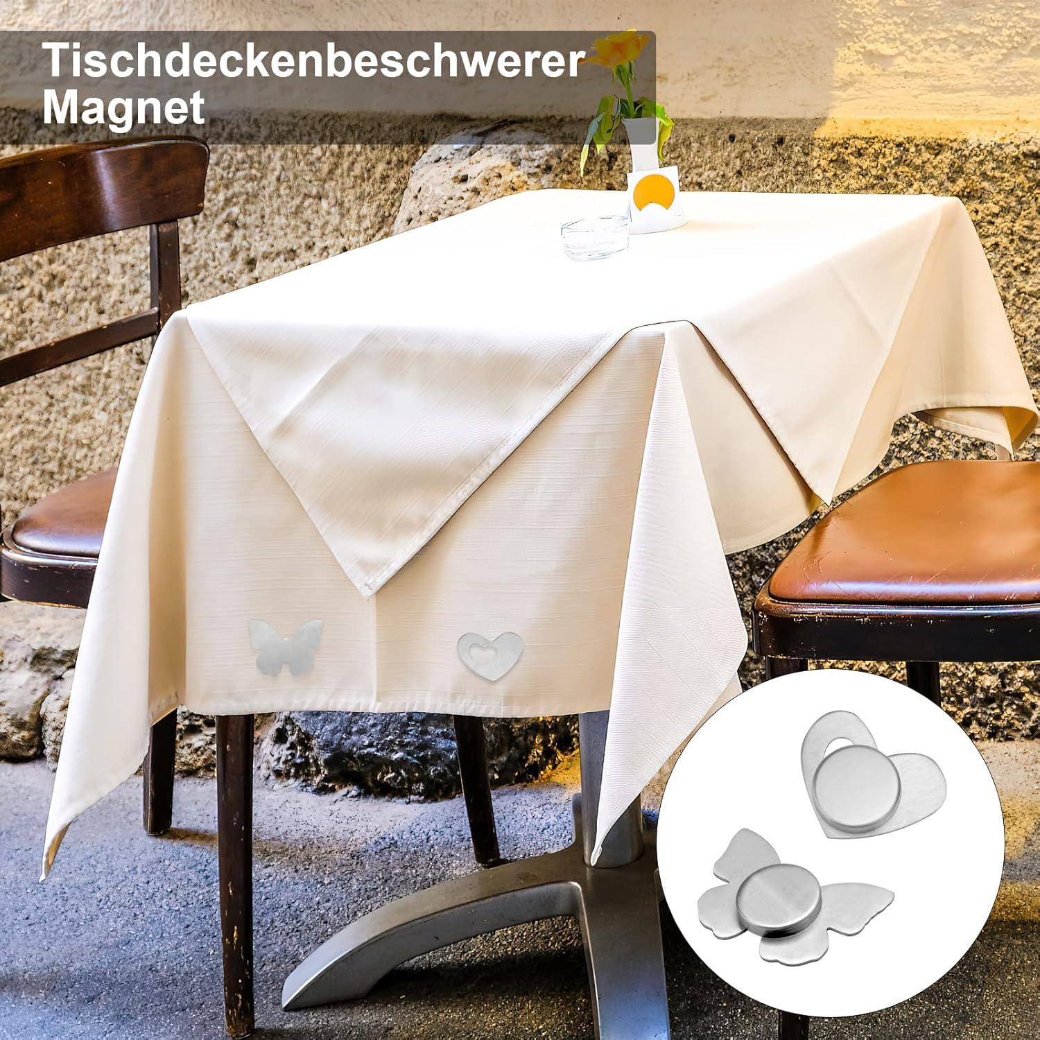 8er Set Tischdeckenbeschwerer Herz Magnetisch Edelstahl Outdoor