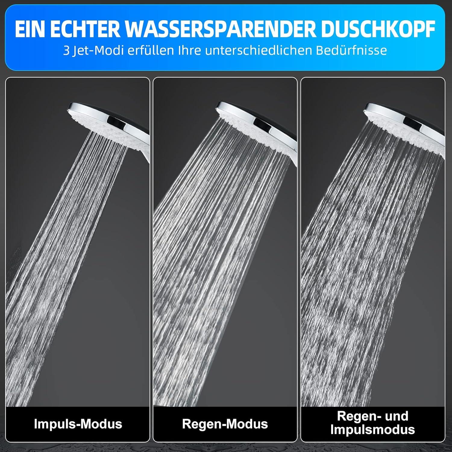 Cobbe Duschkopf Wassersparend 3 Strahlarten Bad Außenbereich