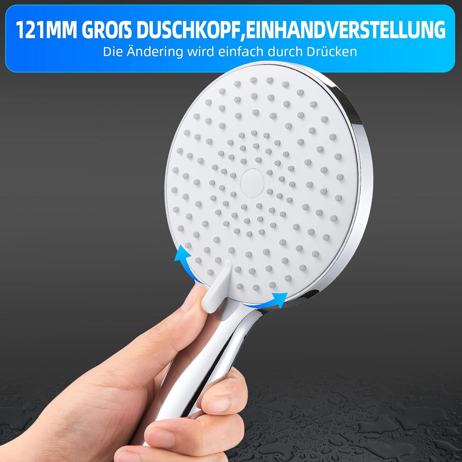 Wassersparender Duschkopf 3 Strahlarten Regendusche Chrom