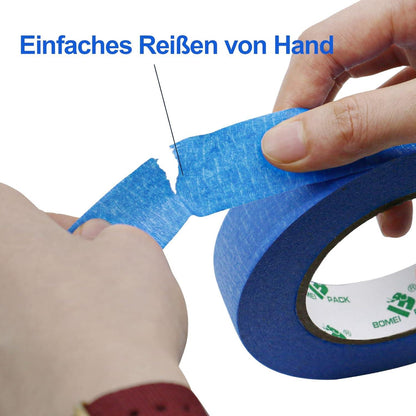 3er Pack professionelles blaues Malerband 24mmx50m Premium Krepppapier