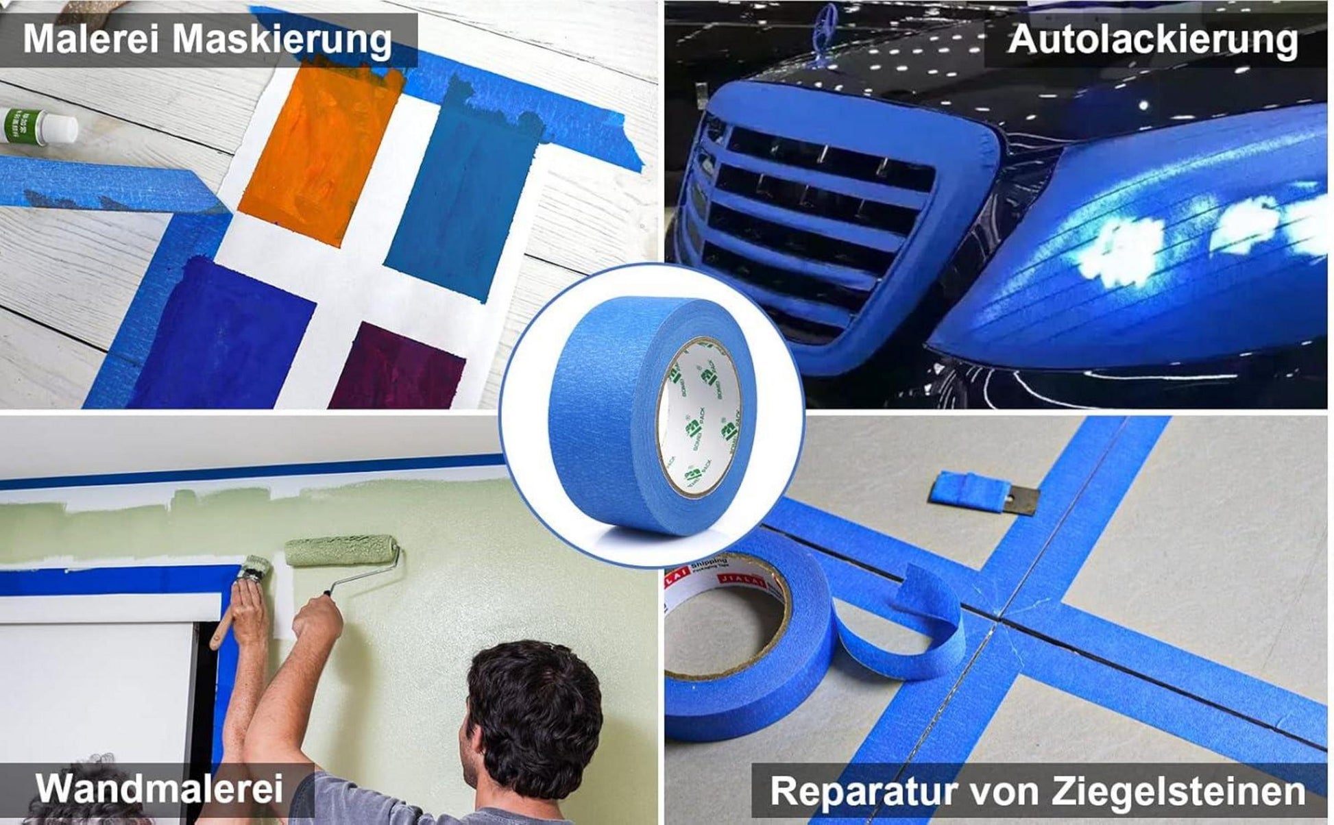 Malerband Kreppband 48mmx50m Blau 2 Rollen - UV-beständig & leicht abnehmbar