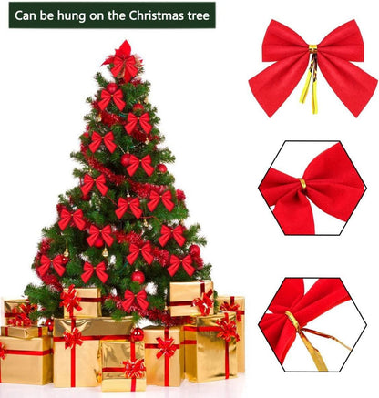 96 Rote Weihnachtsschleifen 6cm, Geschenkschleifen für Deko