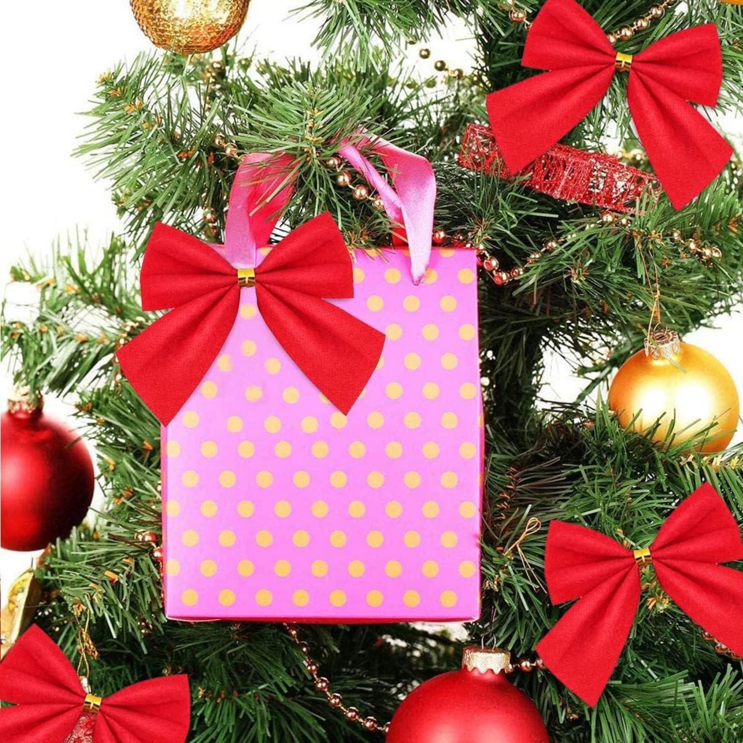 96 Stück Rote Weihnachtsschleifen 6cm Festliche Deko für Weihnachten