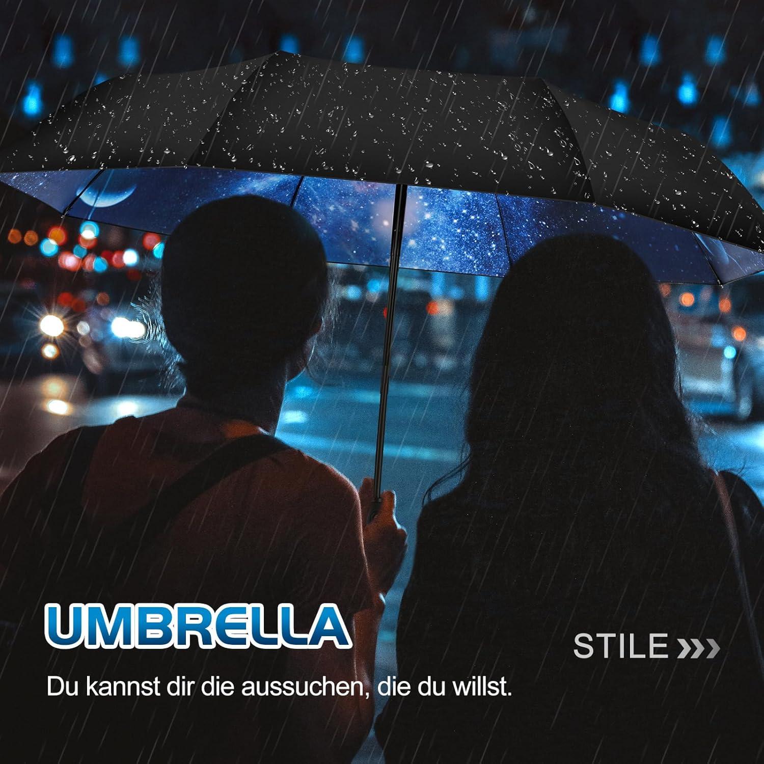 Faltbarer Regenschirm mit niedlichen Aufdrucken, UV-Schutz, kompakt
