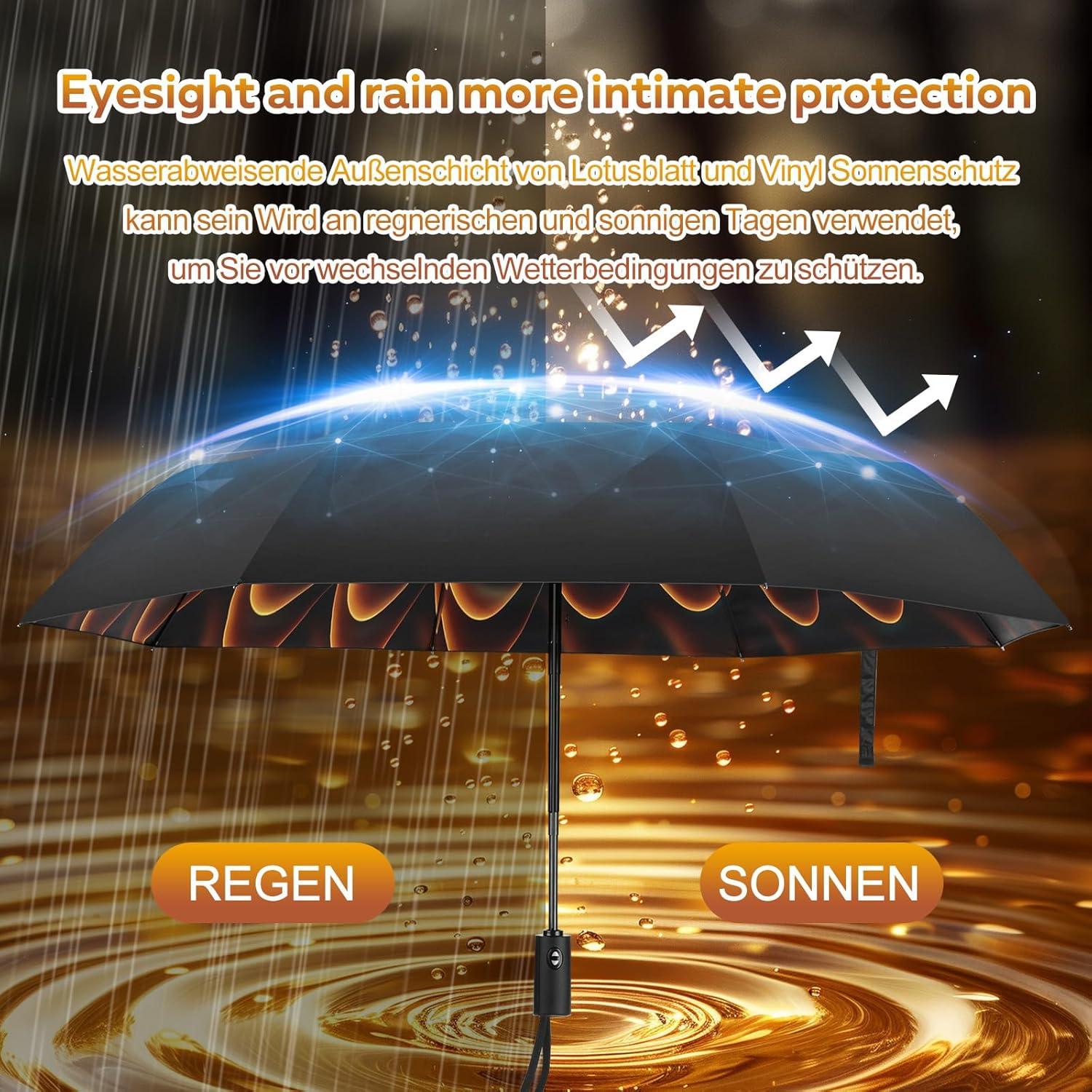 Kompakter UV-geschützter Regenschirm mit niedlichen Aufdrucken