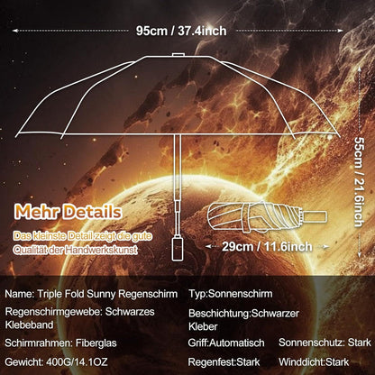 Faltbarer Regenschirm mit niedlichen Aufdrucken, UV-Schutz, kompakt, tragbar