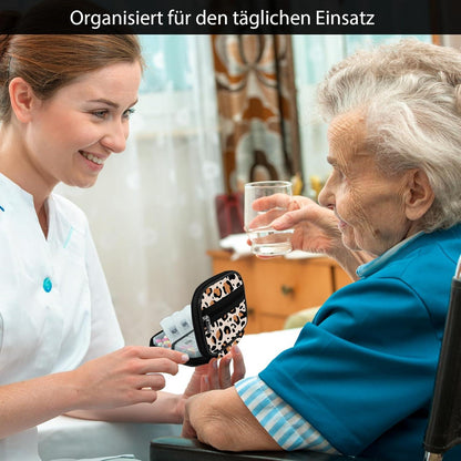 Tablettenbox 7 Tage Pillendose Braun Stofftasche Vitaminen Medikamenten