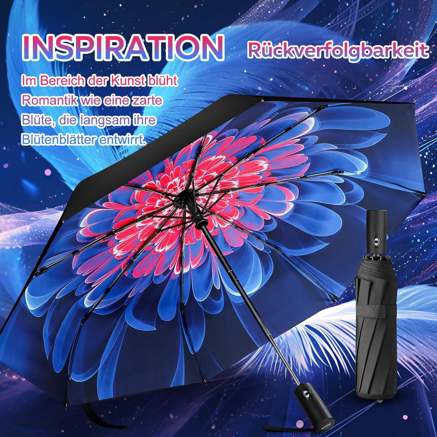 Kompakter UV-geschützter automatischer Reise-Regenschirm