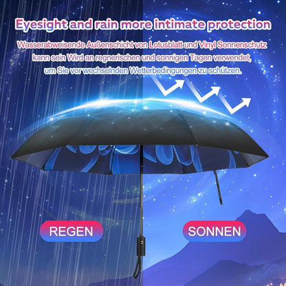 Kompakter Faltregenschirm mit niedlichen Aufdrucken, UV-Schutz