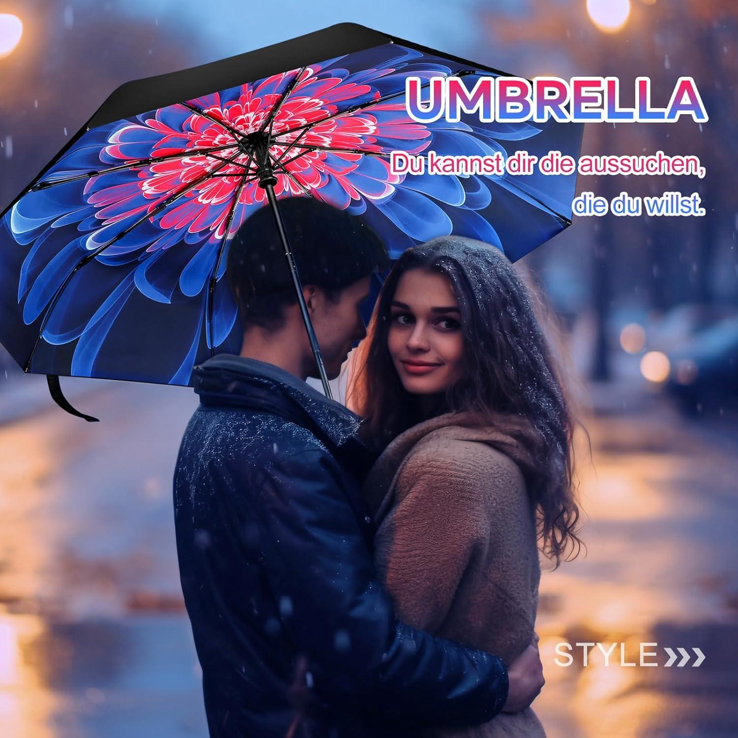 Faltbarer Regenschirm mit niedlichen Aufdrucken, UV-Schutz, perfekt