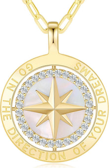 925 Sterling Silber Kompass Halskette mit Zirkonanhänger