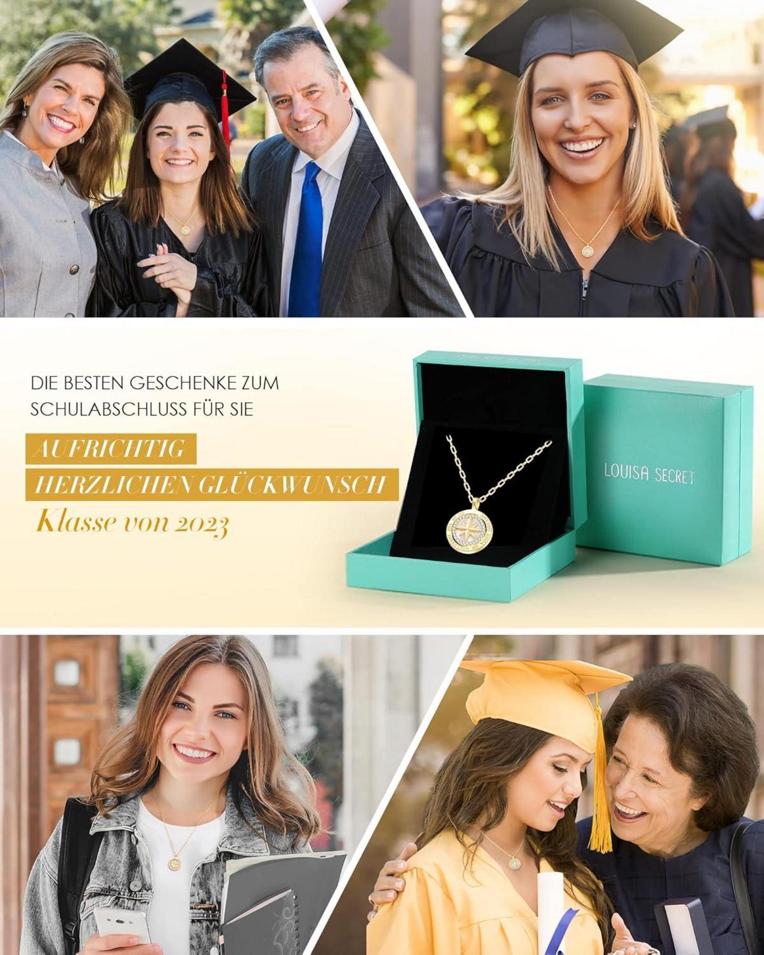 925 Sterling Silber Kompass Halskette Damen Weißer Zirkon Geschenk