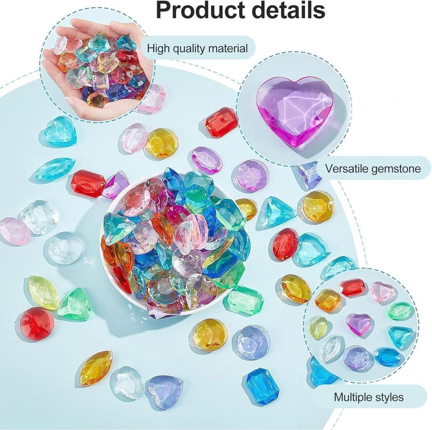 Acryl Diamanten Kinder 64 Stück Bunt Transparent Hochzeit Vasen Tischdeko