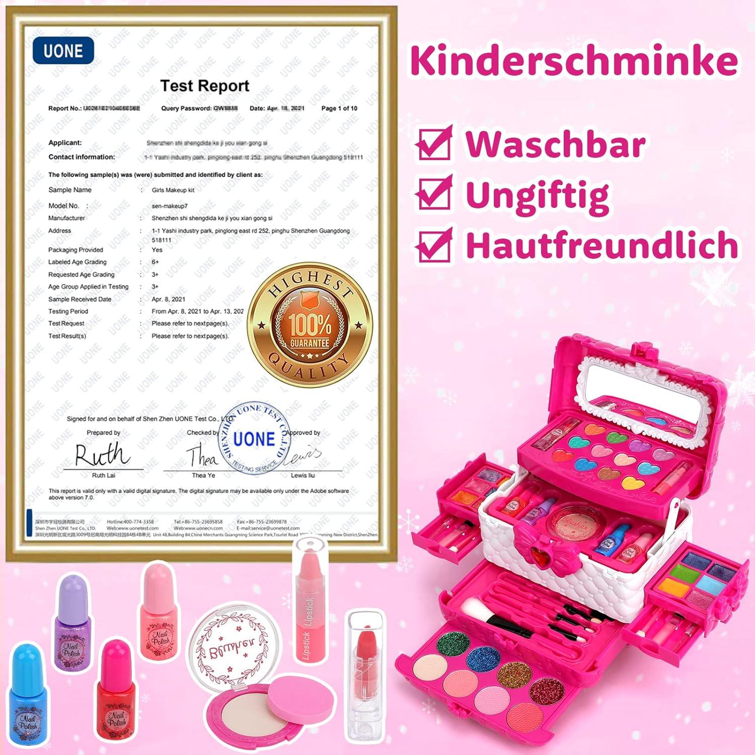 Kinderschminke Set Mädchen Spielzeug 55-teilig Make Up Set für Mädchen 3-10 Jahre
