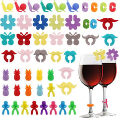 Silikon Glasmarker Set 50 Stück Wein Marker bunt für Weinglas Tassen