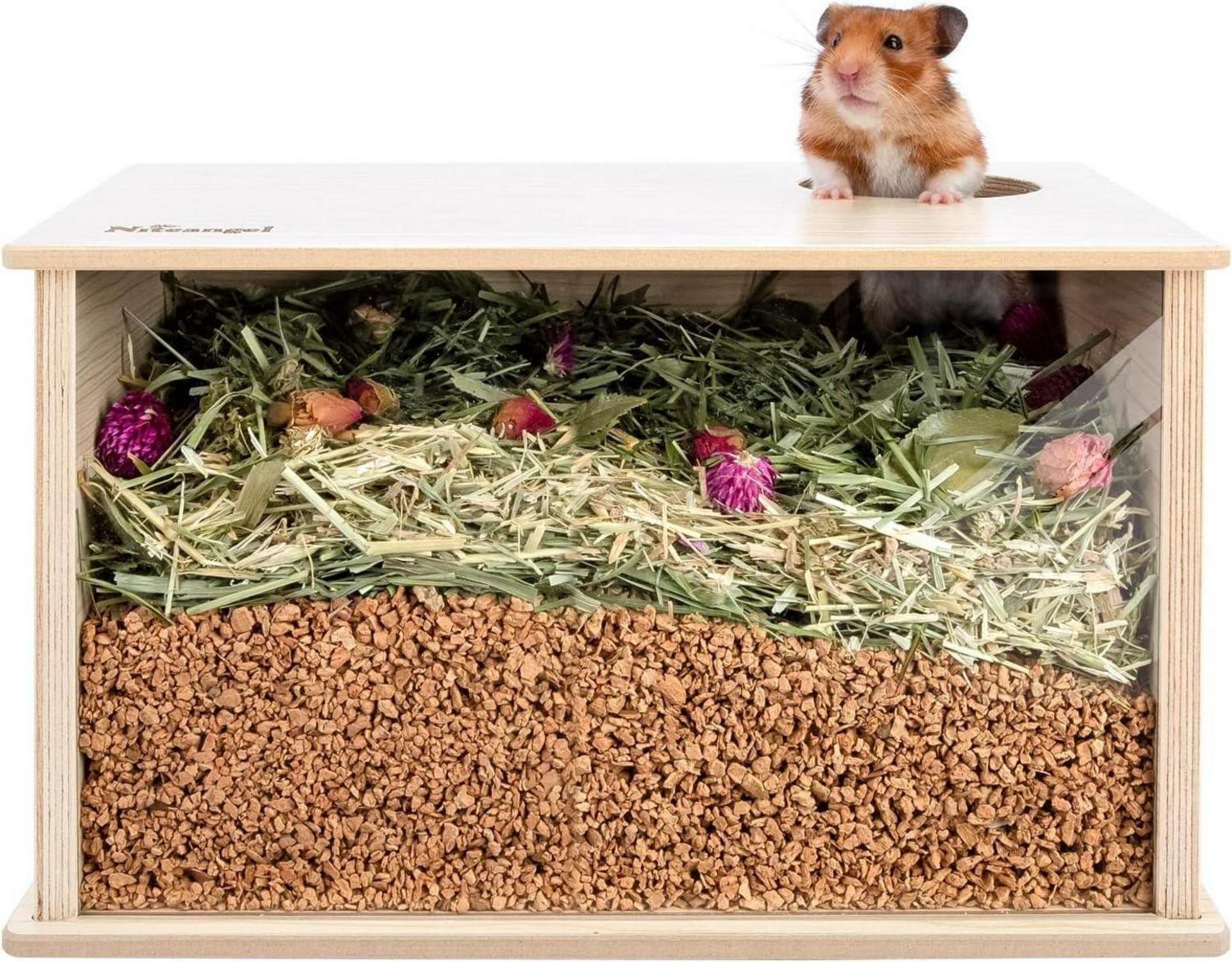 Niteangel Sichtbare Hamster Grabbox für Kleintiere in Eichenholzfarben