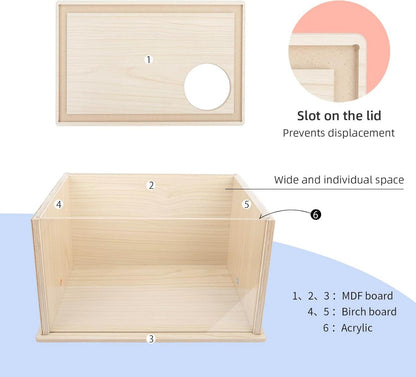 Niteangel Sichtbare Hamster Grabbox für Kleintiere in Eichenholzfarben