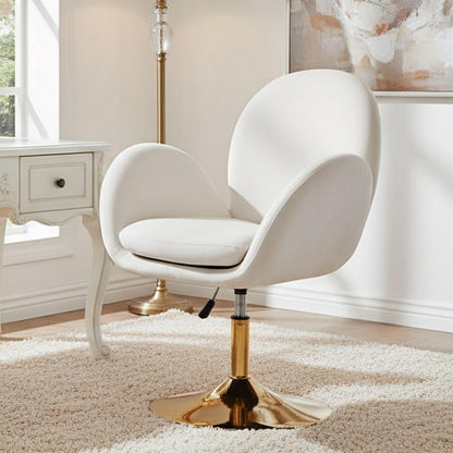 Ergonomischer Samt-Polsterstuhl Höhenverstellbar Beige
