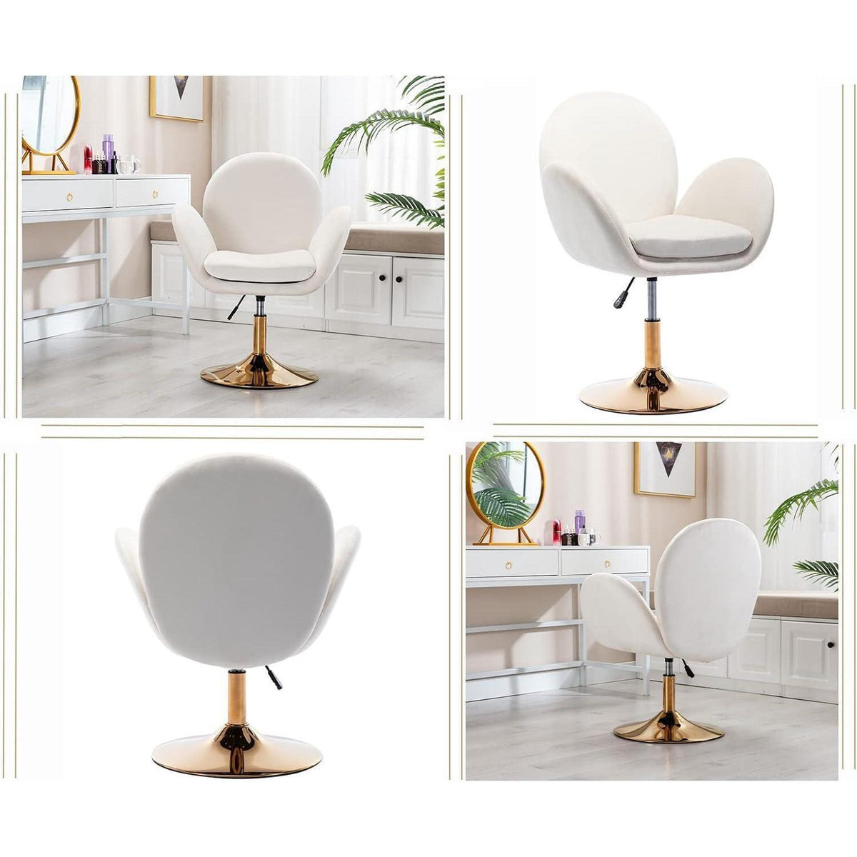 Ergonomischer Samt-Polsterstuhl Höhenverstellbar Beige
