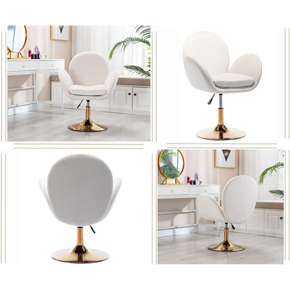 Ergonomischer Samt-Polsterstuhl Höhenverstellbar Beige