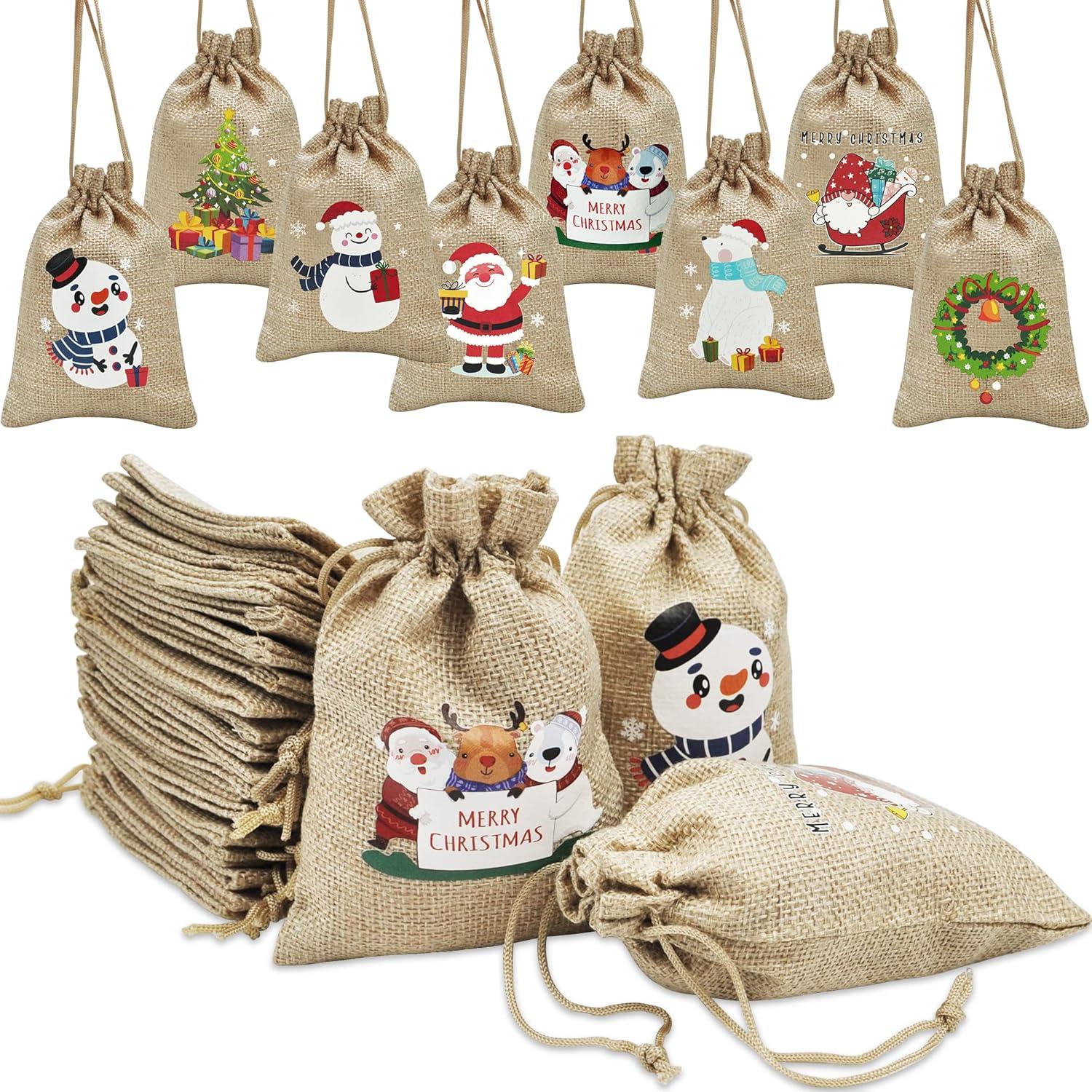 Adventskalender Säckchen Weihnachtskalender Stoffbeutel Set 24 Stück