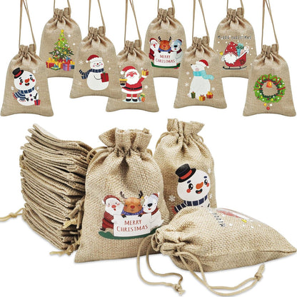 Adventskalender Säckchen Weihnachtskalender Stoffbeutel Set 24 Stück