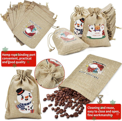 Adventskalender Säckchen Weihnachtskalender Stoffbeutel Set 24 Stück