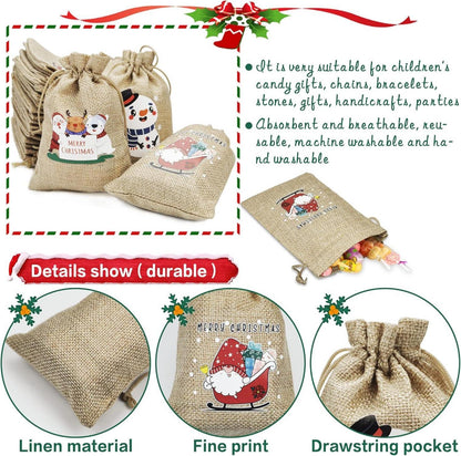 Adventskalender Säckchen zum Befüllen Weihnachtskalender Kinder Stoffbeutel (24