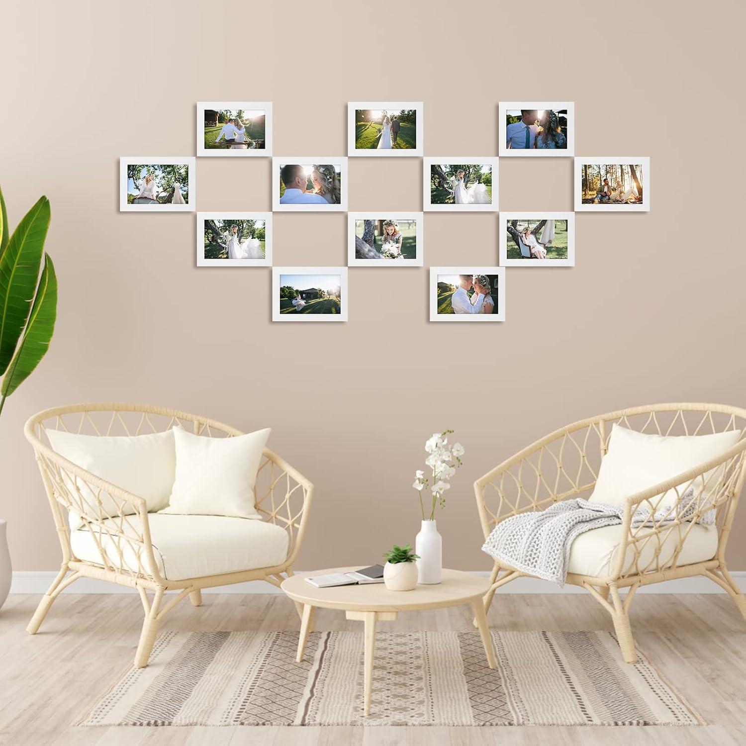Bilderrahmen Collage 12er Set 10x15 cm Weiß Fotos Modern Leicht Wand
