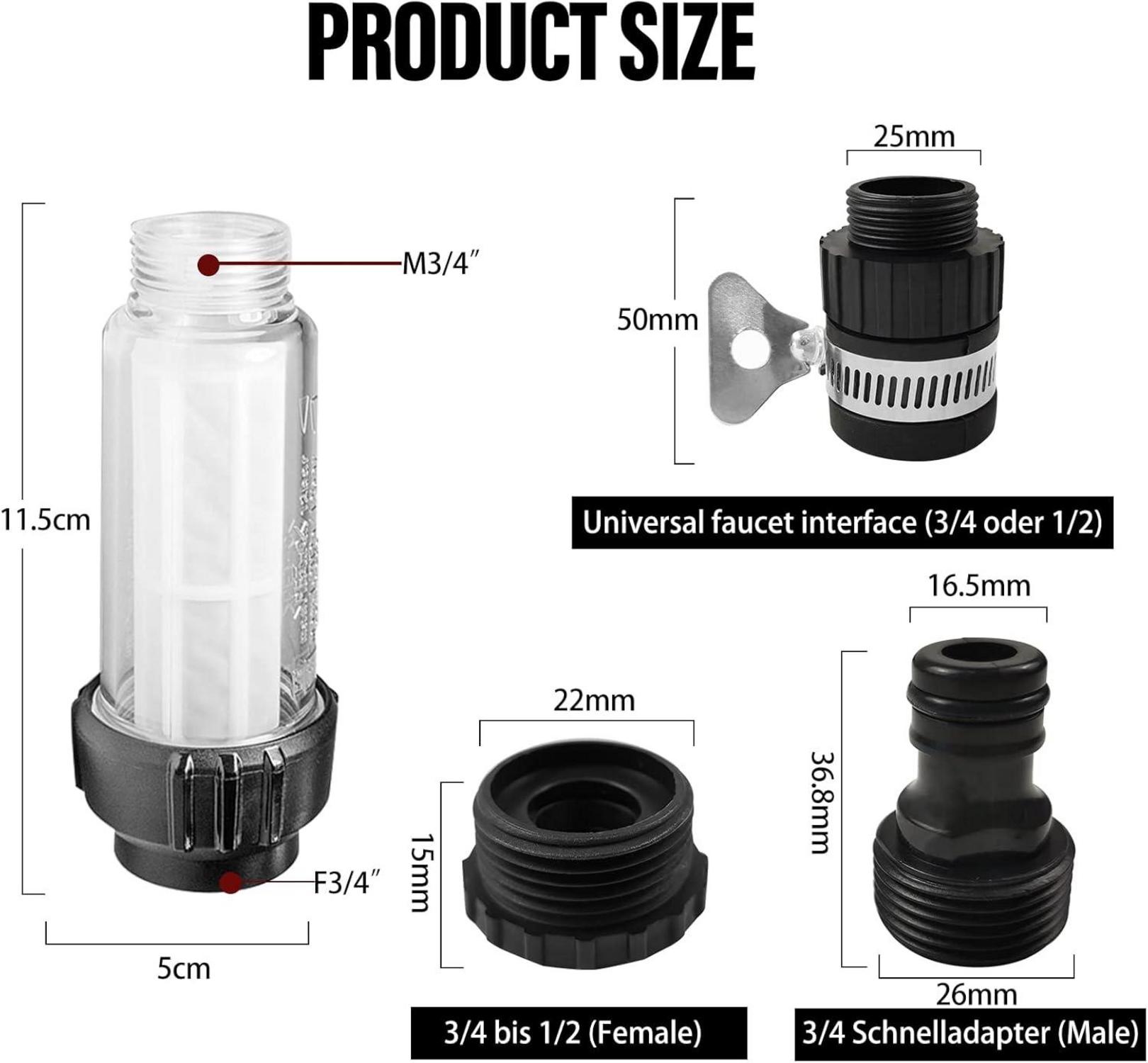 Wasserfilter Gartenschlauch 3/4 Zoll Set 4 Filtereinsatz 5