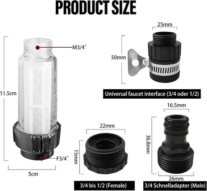 Wasserfilter Gartenschlauch 3/4 Zoll Set 4 Filtereinsatz 5