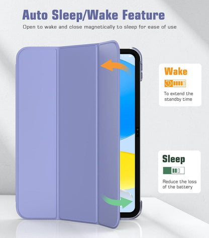 iPad 10.9 Hülle Lavendel Smart Case Cover Ständer 2022 PC Rückhülle