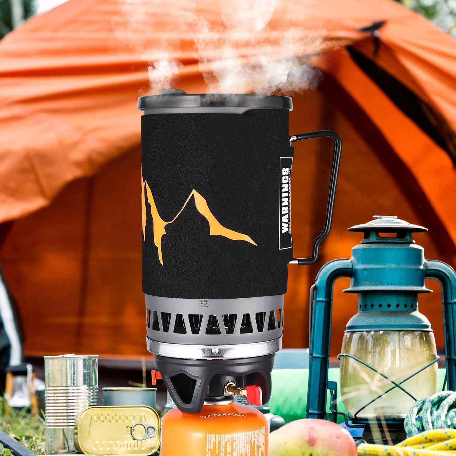 CampingKocher 1.4L tragbarer Camp-Topf Gas-Kocher für Camping Trekking Wandern