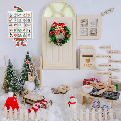 Qanmua 51 Stück Wichteltür Set Weihnachten Elfentür Leuchten DIY Kinder
