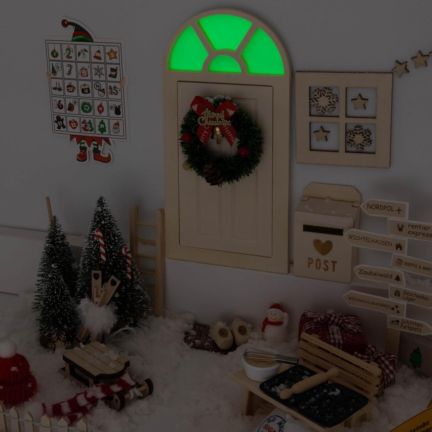 Weihnachts Wichteltür Set Elfen Zubehör Leuchtend Backset DIY