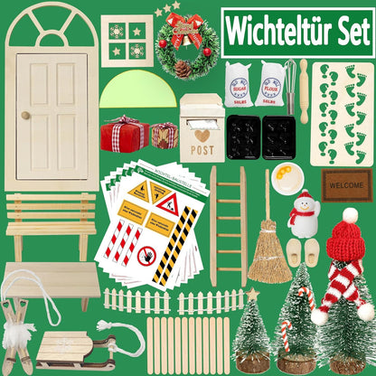 Wichteltür Set 51-tlg. Weihnachts Elfentür Zubehör Leuchte im Dunkeln