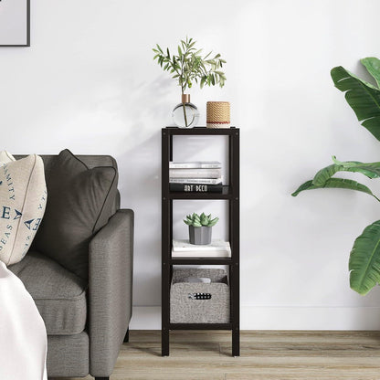 Badezimmer Organizer Regal mit 4 Ebenen Bambus Schwarz 4 Ablagefächer - Stabil & vielseitig - Wohnzimmer Schlafzimmer Küche