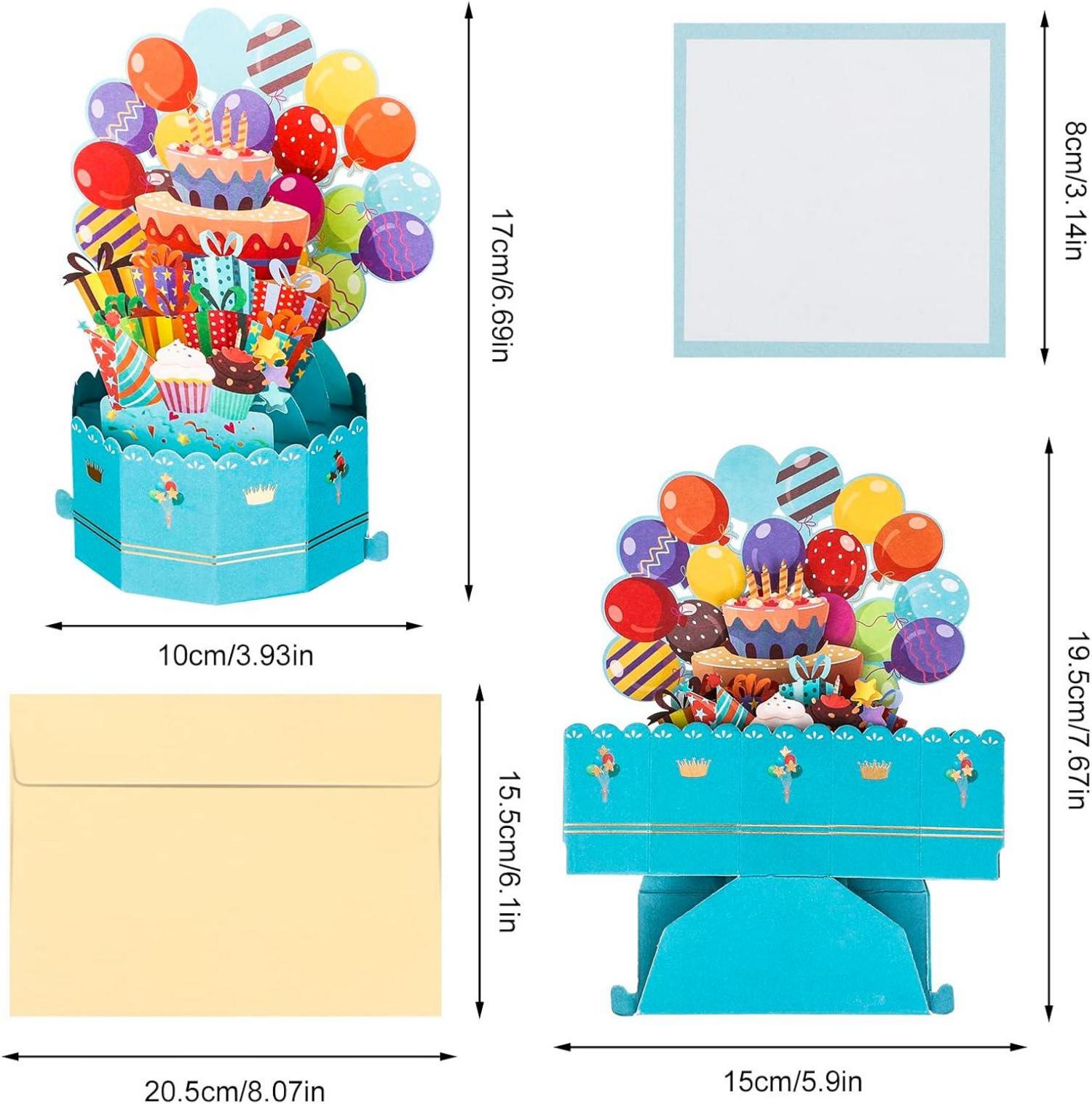 3D Pop-Up Geburtstagskarte mit Umschlag und Ballon Happy