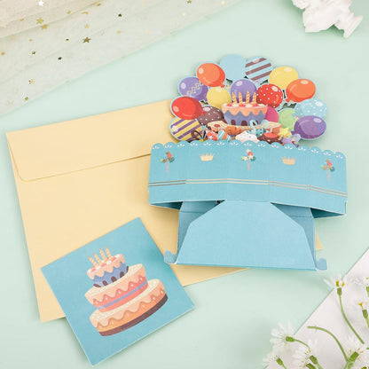 3D Pop Up Geburtstagskarte Happy Birthday Ballon Umschlag Kind Familie