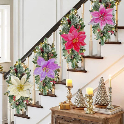 24er Set Weihnachtsblumen Künstlich für Baum Deko - Glitzer Blumen in